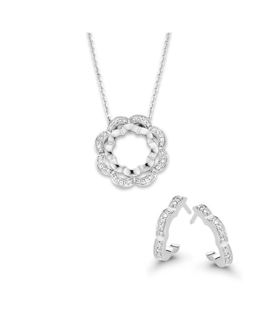 Orphelia Metallic 'Onyx' 925 Sterling Set: Chain-Pendant + Earrings