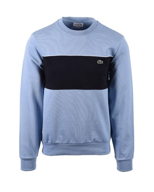 Lacoste Blue Colour Block Crewneck Sweatshirt Cotton for men