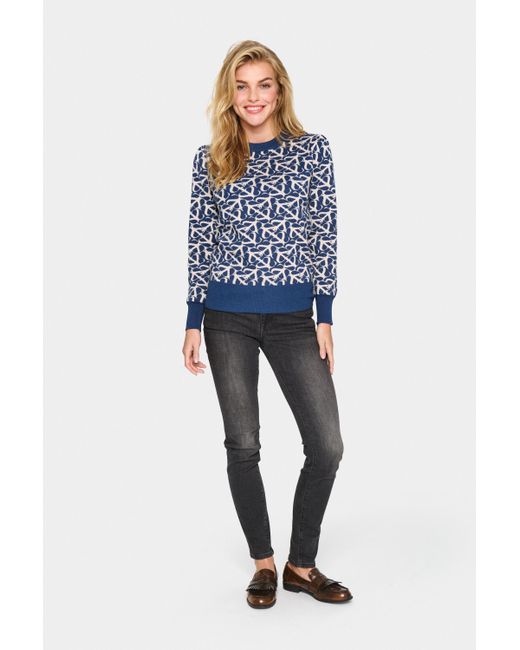 Saint Tropez Pullover Regular Fit Dark in het Blue