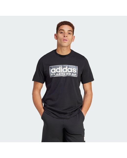Adidas Black Camo Linear Graphic Tee for men