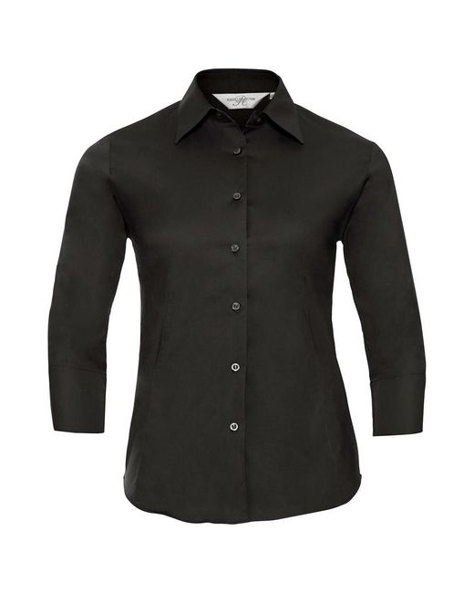 Russell Black Collection /Ladies Easy-Care Fitted 3/4 Sleeve Formal Shirt