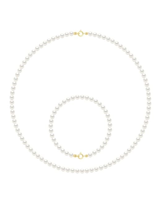 Ateliers Saint Germain White Set Necklace Bracelet Is Made Up Of Of Real Cultured Freshwater Pearls Round 4-5 Mm