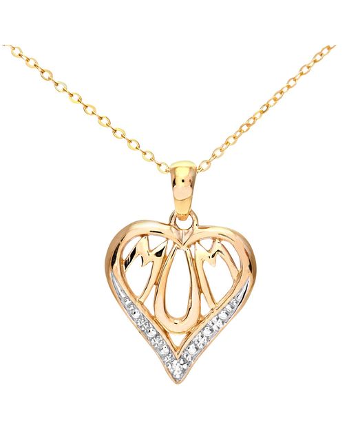 DIAMANT L'ÉTERNEL 9ct Geelgouden Diamanten Moederhanger Hartvormige 18-inch Ketting in het Metallic voor heren