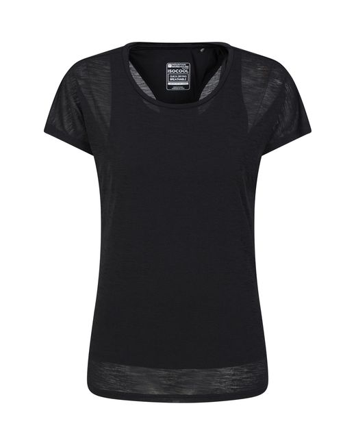 Mountain Warehouse Black Double Layer T-Shirt Breathable Quick Dry Stretchy Sports Tee