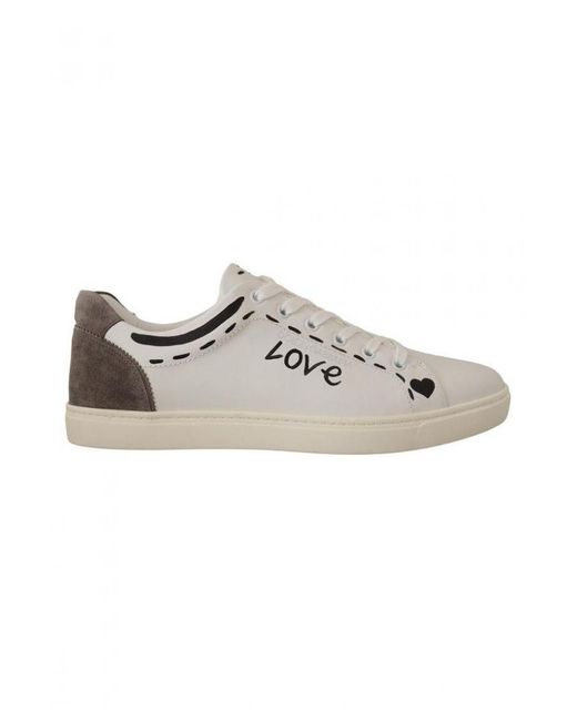 Dolce & Gabbana White Leather Love Casual Sneakers Shoes for men