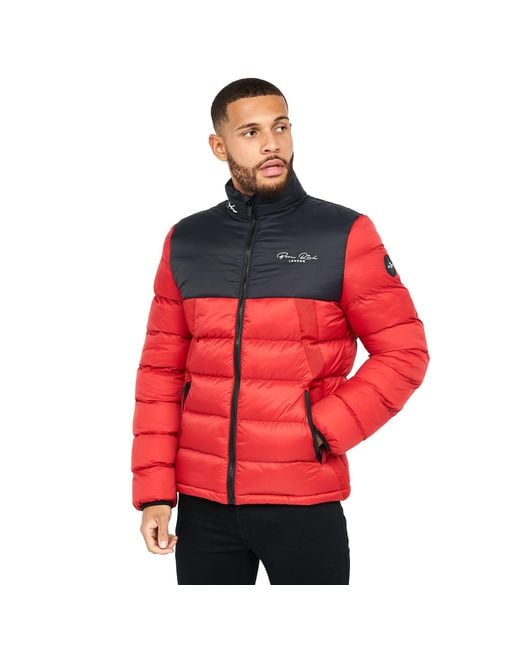 Born Rich Red Lyden Oversized Puffer Jacket (Tango) for men