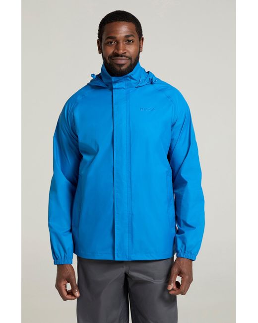 Mountain Warehouse Blue 'Pakka Ii' Waterproof Packable Breathable Hooded Full Zip Jacket for men