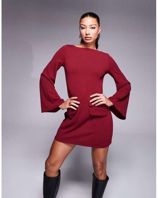 ASOS Red Long Sleeve Mini Dress