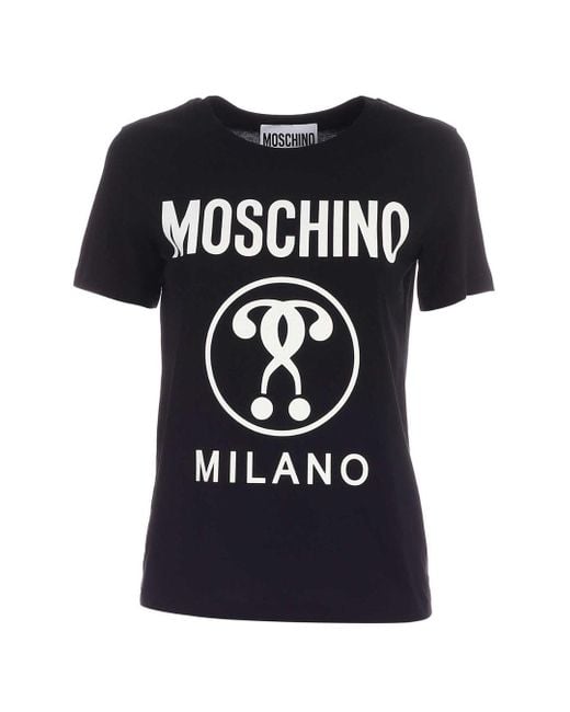 Moschino Black Double Question Mark T-Shirt Cotton