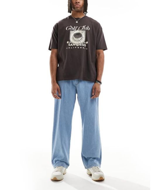 Jack & Jones Blue Dave Wide Fit Drawstring Light Weight Jeans for men