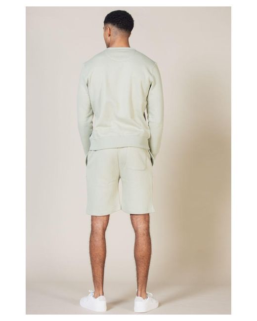 French Connection Natural Light Green Cotton Blend Sweatshirt And Short Set for men