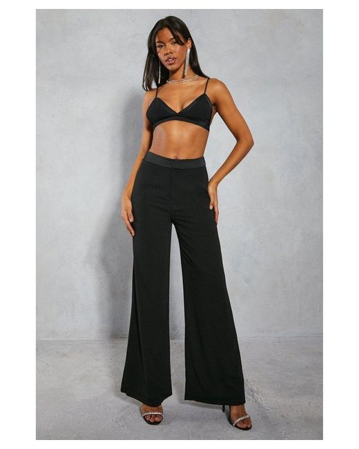 MissPap Black Satin Trim Top And Trouser Co-Ord