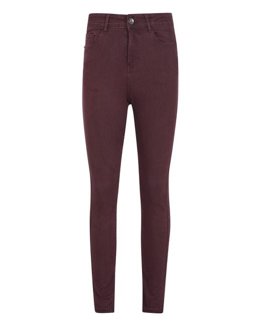 Mountain Warehouse Purple Casual Stretchy Trousers Lightweight High Waisted Comfy Ladies Pants Cotton