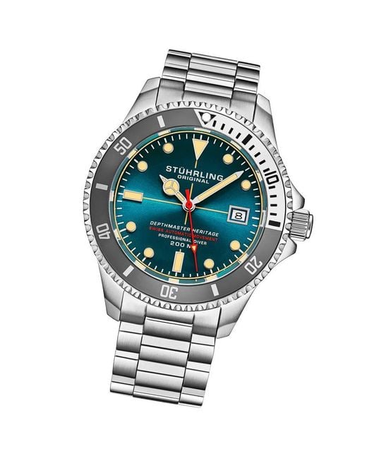 Stuhrling Gray Swiss Automatic Depthmaster Heritage 42Mm Diver for men