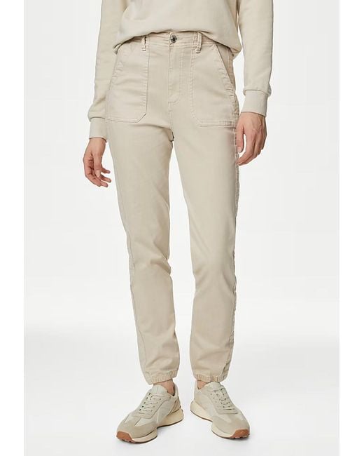 Marks & Spencer Natural M&S Collection Ladies Cotton Blend Slim Fit Ankle Grazer Joggers