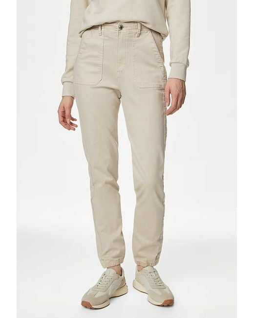 Marks & Spencer Natural M&S Collection Ladies Cotton Blend Slim Fit Ankle Grazer Joggers