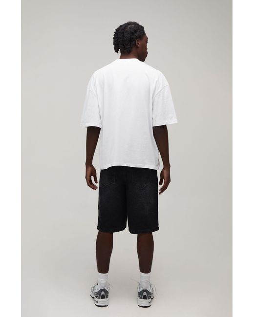 BoohooMAN White Oversized Boxy Blurred Floral Print T-Shirt Cotton for men