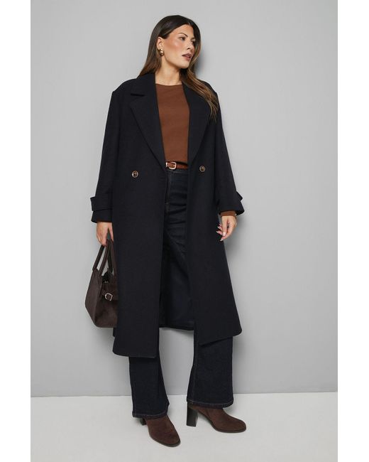 Wallis Blue Double Breasted Car Coat