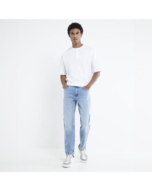 River Island Blue Tapered Jeans Fit Cotton for men
