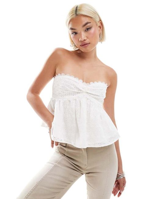 Labelrail White X Olivia Grace Herring Broderie Bandeau Smock Top
