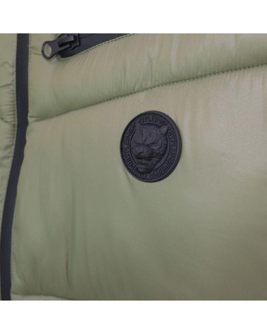 Philipp Plein Green Padded Bold Logo Jacket for men