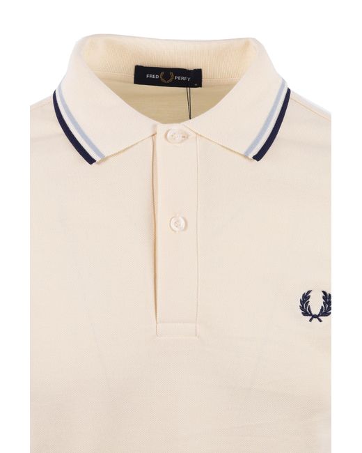 Fred Perry Natural Twin Tipped Polo Ecru/Dusky/French for men