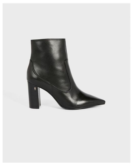Ted Baker Black Nysha Leather Block Heel Ankle Boot