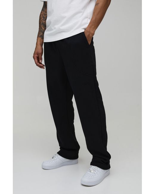 BoohooMAN Black Relaxed Embroidery Detail Joggers for men