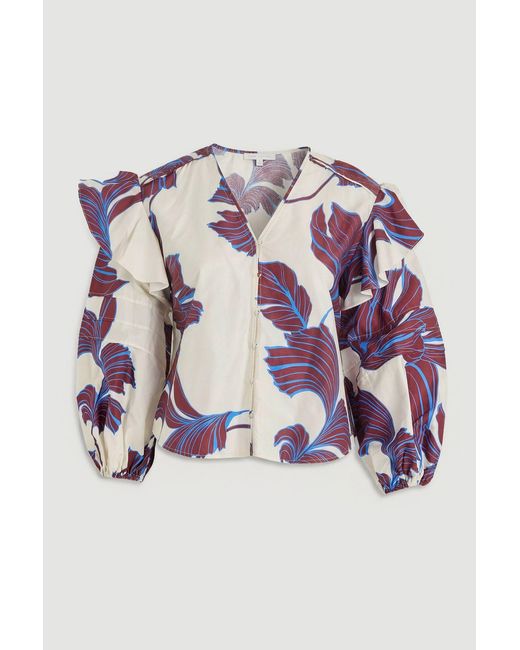 Karen Millen Multicolor Plus Size Graphic Cotton Sateen Woven Shirt Viscose