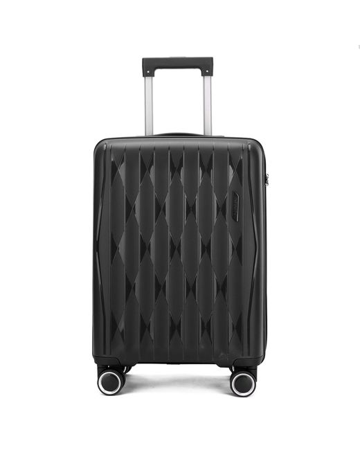 Infinity Leather Black Robust Hard Shell Cabin Suitcase Tsa Luggage Suitable For Easyjet, Ryanair, Wizzair Hardshell