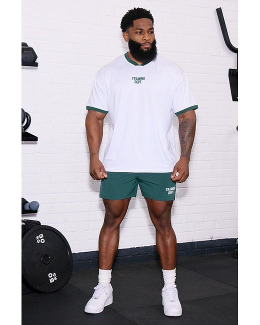 BoohooMAN White Training Dept Contrast Trim Oversized T-Shirt for men