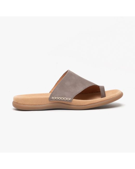 Gabor Brown Lanzarote Ladies Leather Mule Sandals Smoke