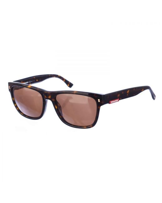 DSquared² Brown Rectangular Shaped Acetate Sunglasses D20004S for men