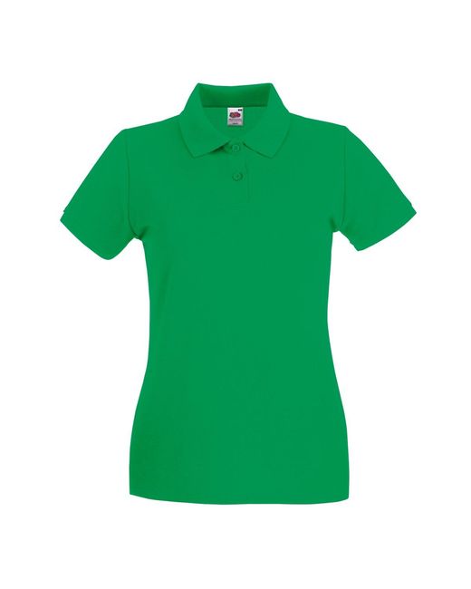 Fruit Of The Loom Green Ladies Lady-Fit Premium Short Sleeve Polo Shirt (Kelly) Cotton