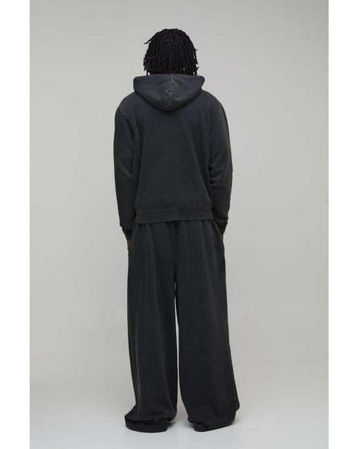 BoohooMAN Black Tall Essential Washed Extreme Wide Leg Jogger for men