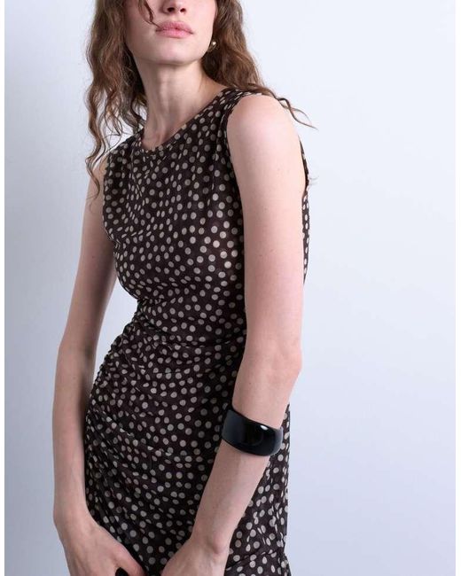 TOPSHOP Purple Ruched Polkadot Maxi Dress