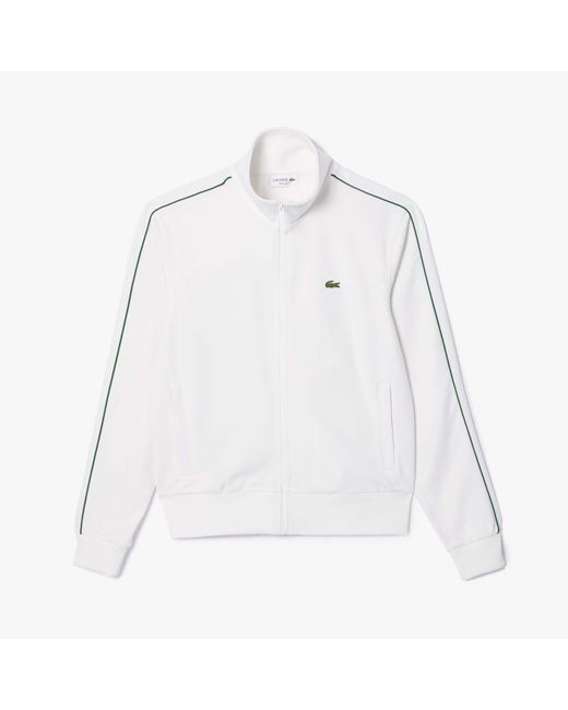 Lacoste Paris Piqué Track Jacket Met Rits In Crème in het White voor heren