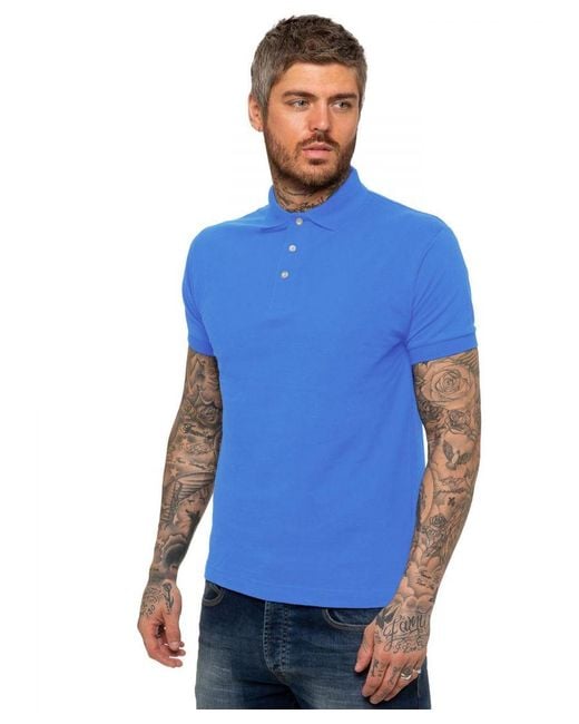 Kruze By Enzo Blue Short Sleeve Polo Shirts for men