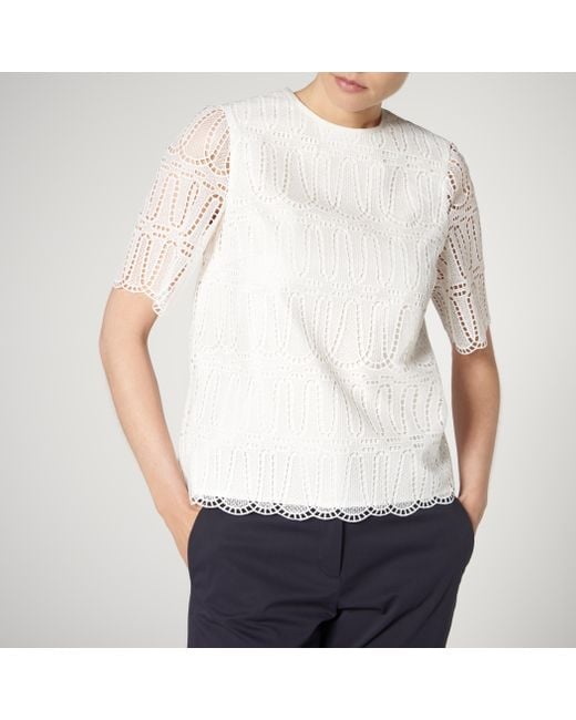 L.K.Bennett White Milia Woven Top, Cotton