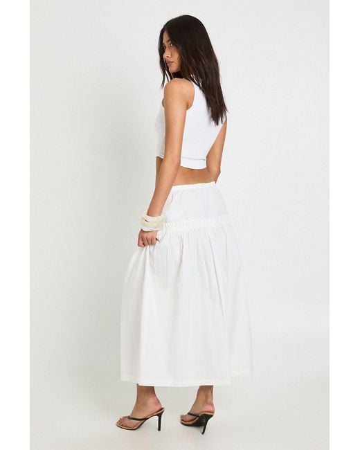 Boohoo White Poplin Insert Midaxi Skirt
