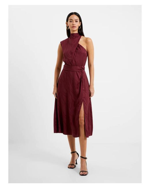 French Connection Red Aba Eco Satin Midi Dress