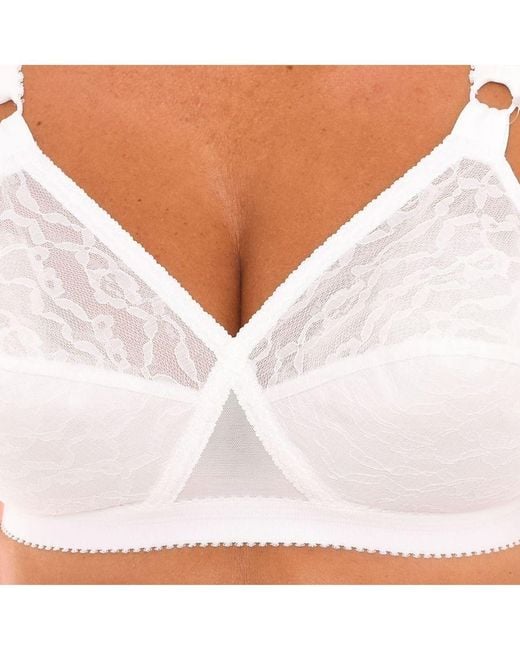 Playtex White P0165 Non-Wired And Non-Padded Lace Bra For Natural Bust Support