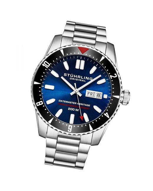 Stuhrling Blue Swiss Automatic Datemaster Heritage 1004 44Mm Watch for men