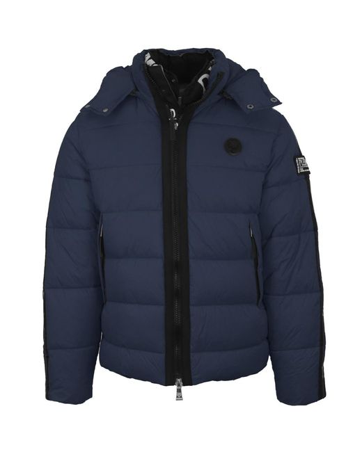 Philipp Plein Blue Padded Small Circular Logo Jacket for men
