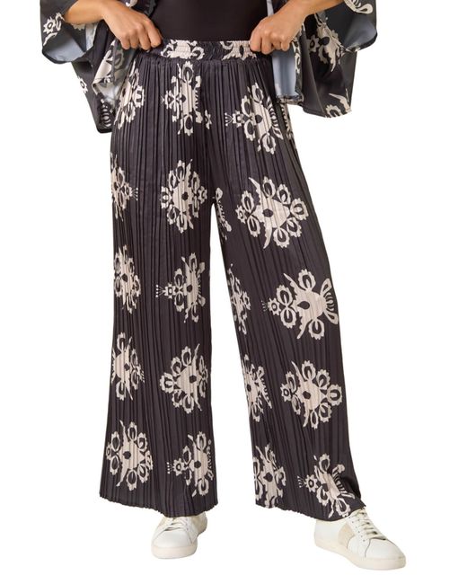 D.u.s.k Black Floral Pleated Trouser