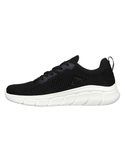 Skechers Black Ladies Bobsbflex Knitted Slip-On Trainers