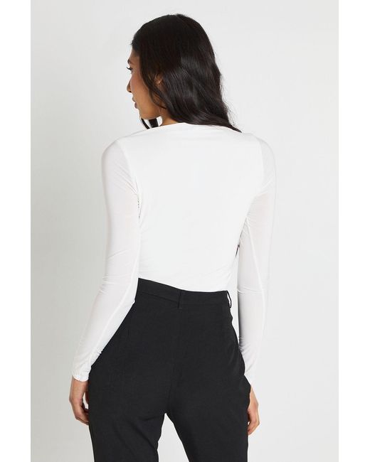 Boohoo White Tall Double Layer Slinky Long Sleeve Top
