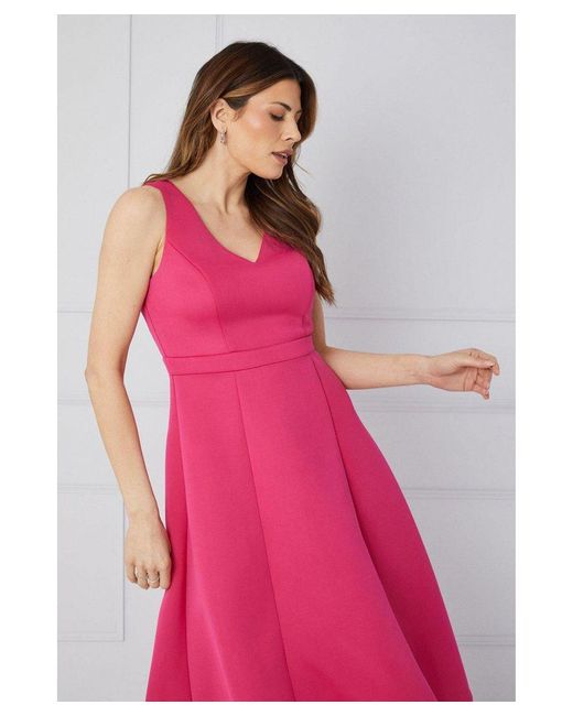 Wallis Pink Scuba Sleeveless Midi Dress