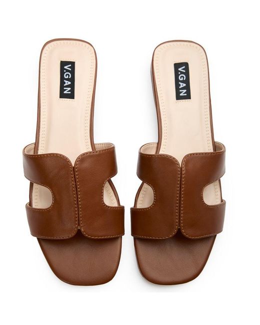 V.Gan Brown Vegan Bok Slide Sandals