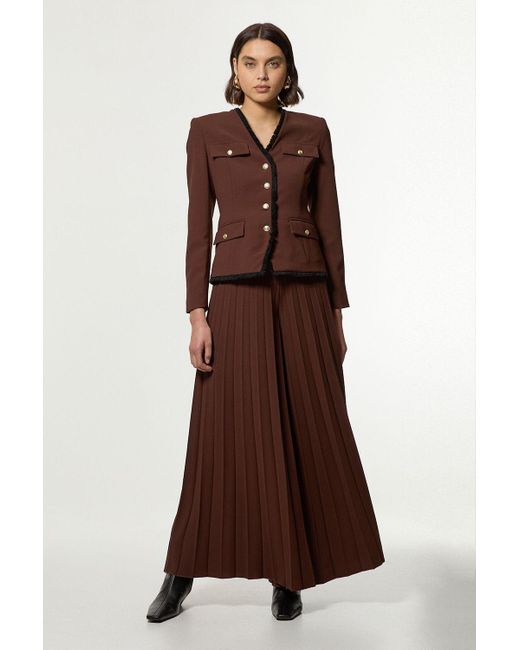 Karen Millen Brown Tailored Crepe Blazer Jumpsuit